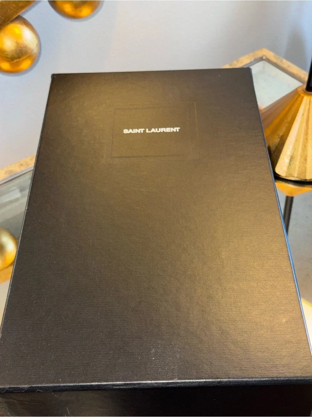 AUTHENTIC Saint Laurent Cassandre Leather Sandals In Black - Size 42